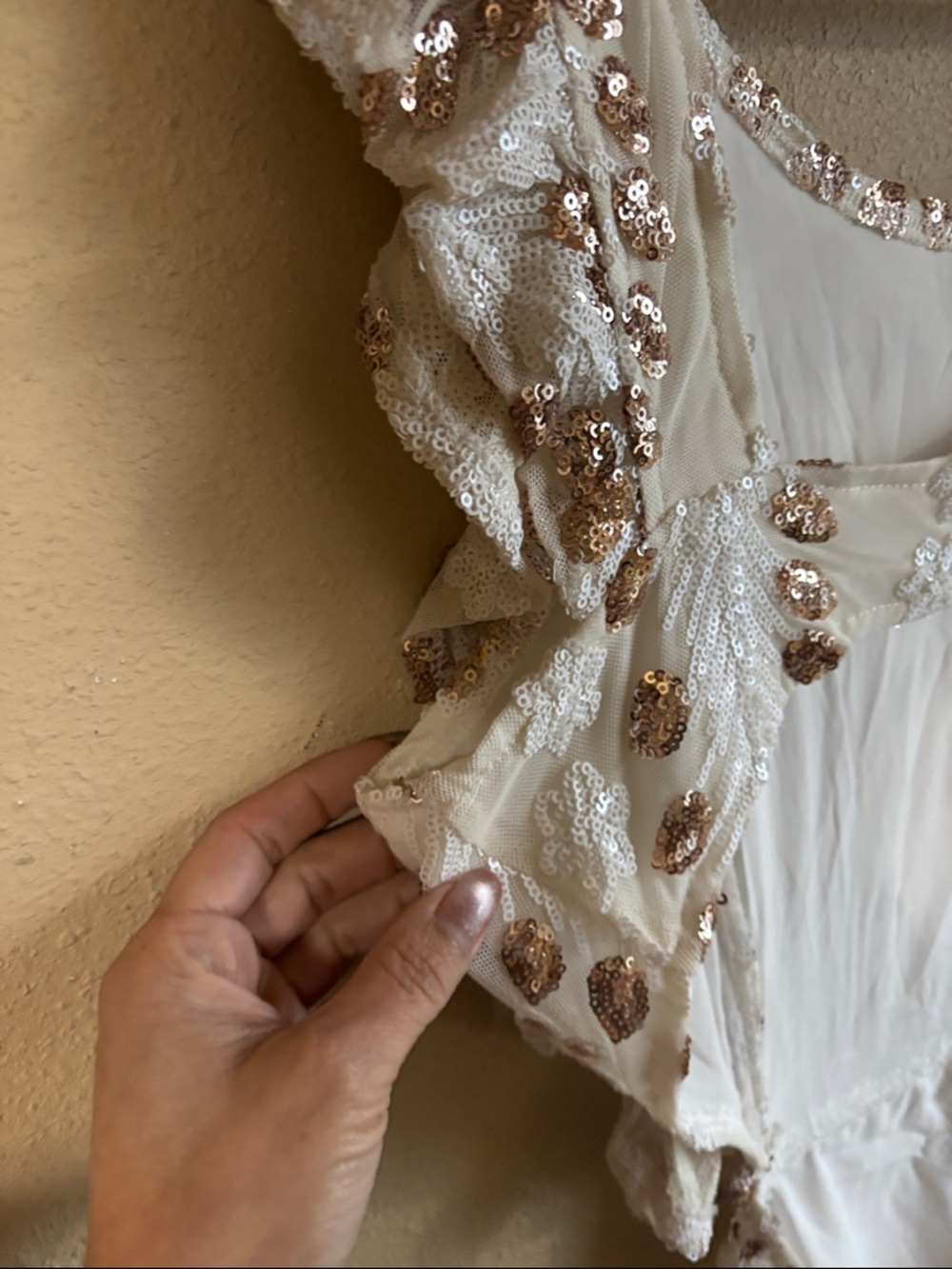 White Crochet Lace Ruffle Mini Dress - Picture 8 of 8